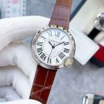 Clone Ballon Blanc de Cartier Watches 36mm Brown Leather Band